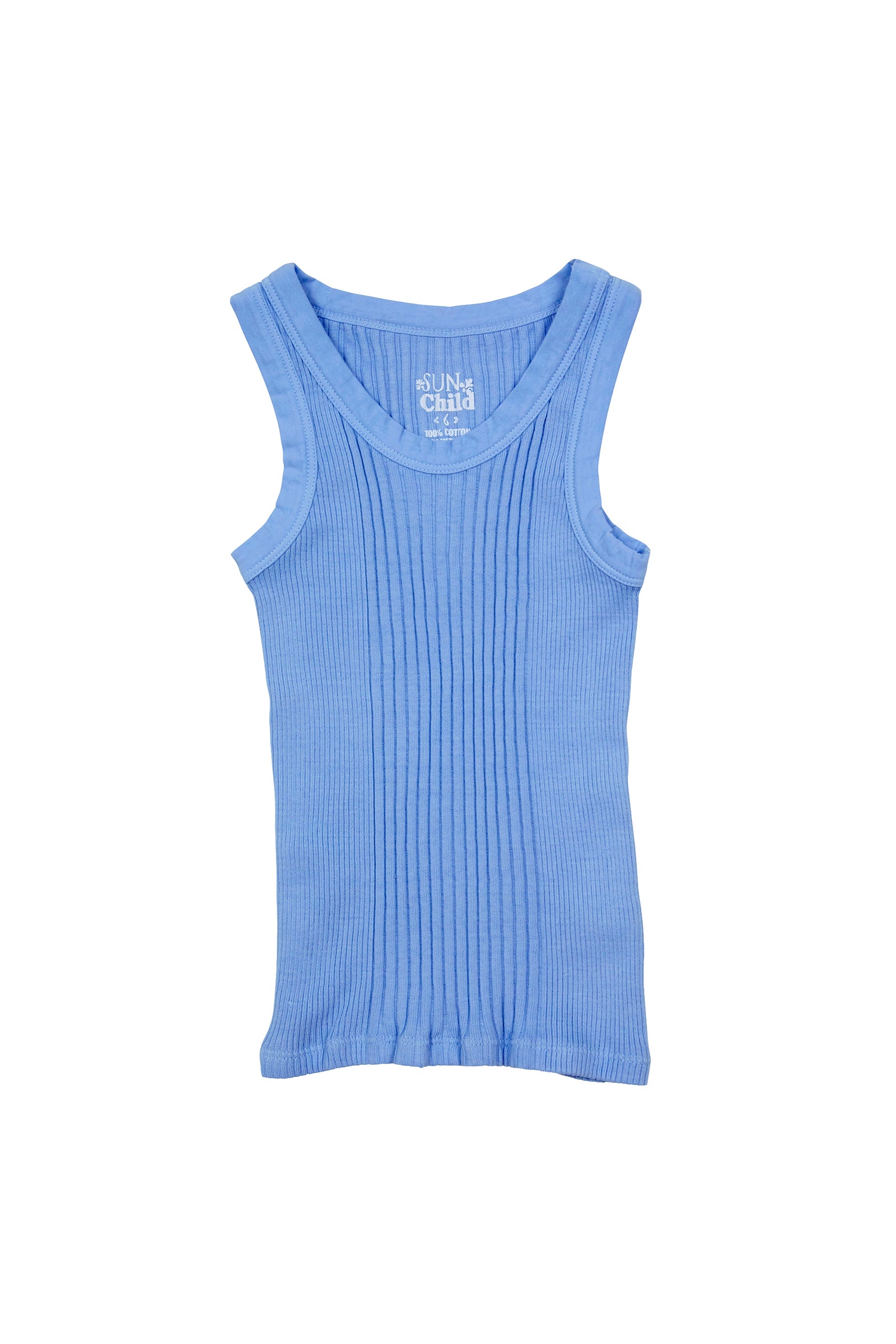 Débardeur en Coton à Volants pour Fille manches courtes - Bleu foncé