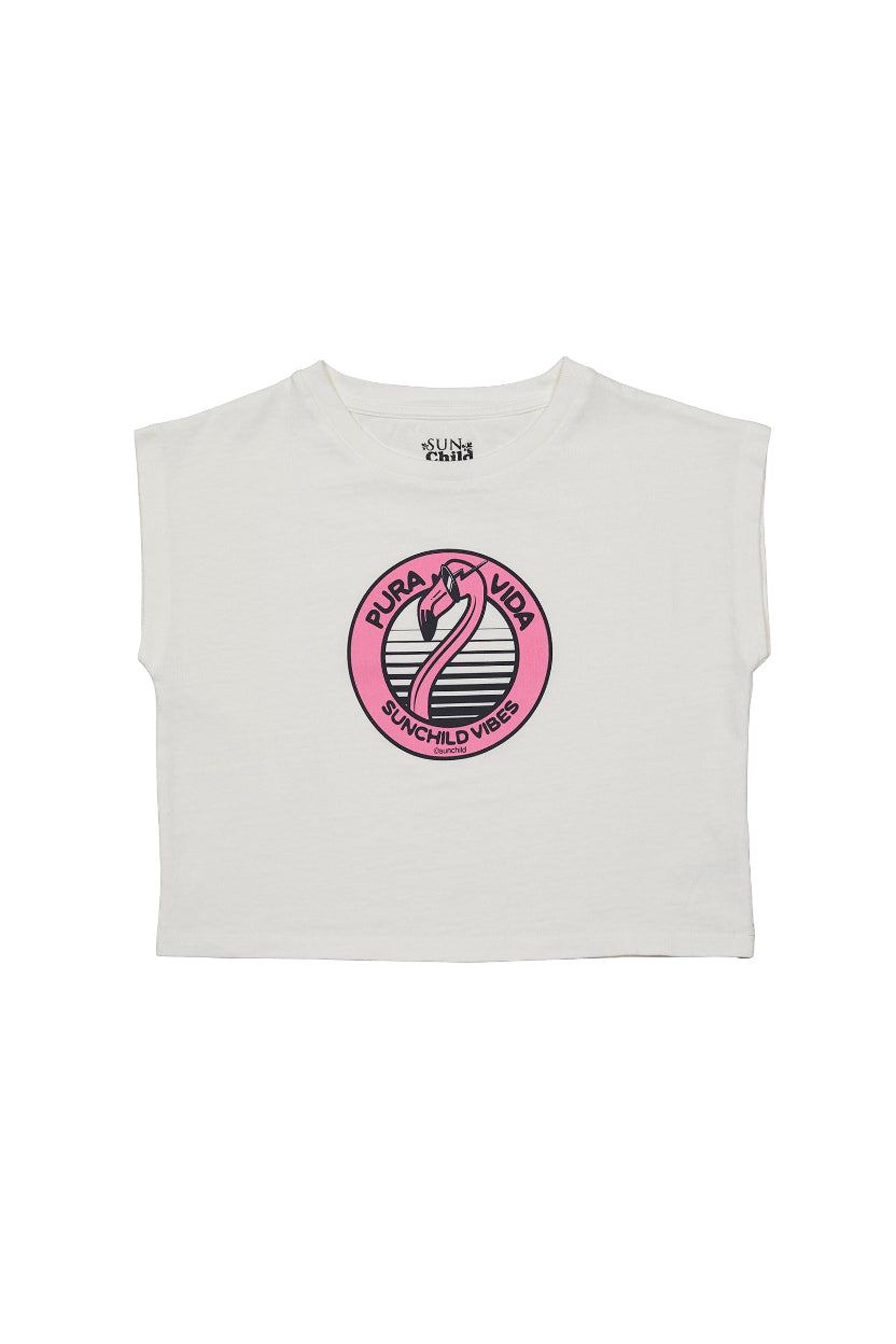 Tshirt fille - Flamingo- Milk